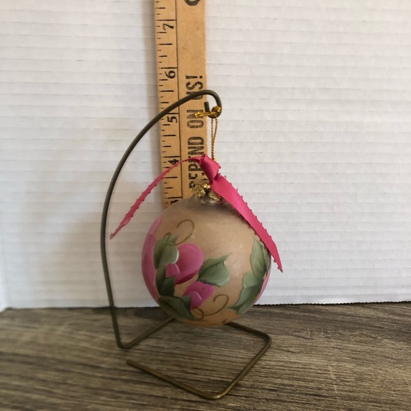 German Hand Painted Floral Blown Glass Ornament - Picture 5 of 7